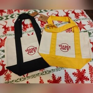 Limited Edition Trader Joe's Mini Tote Bags In Yellow & Black